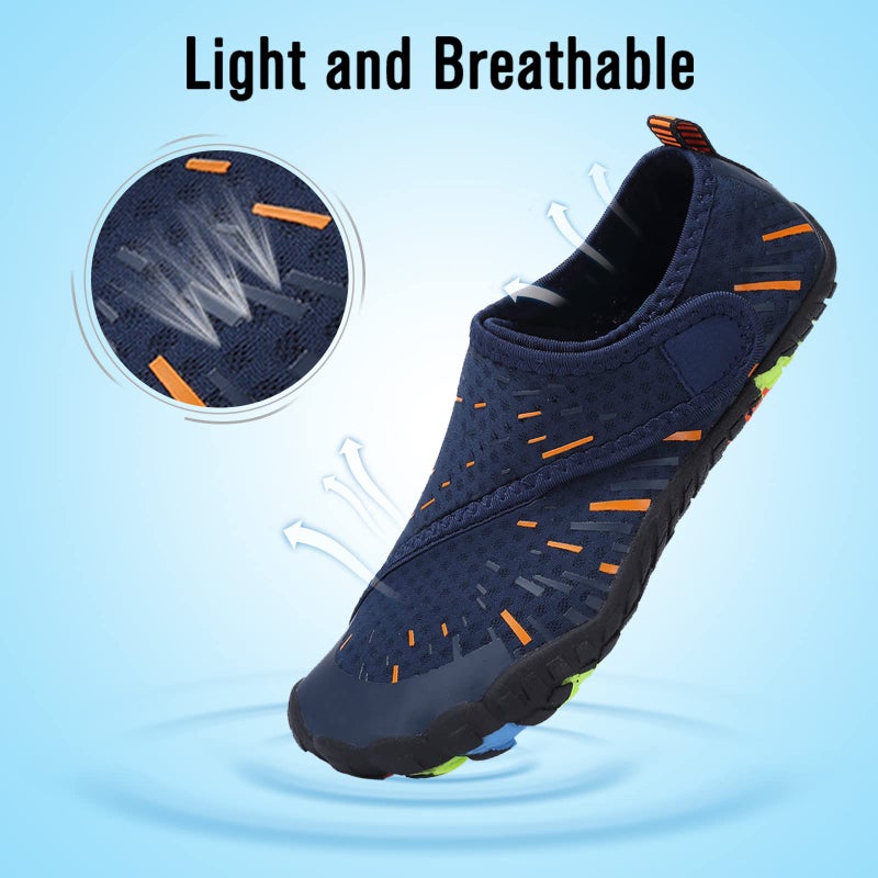 CIOR Boys & Girls Water Shoes Sports Aqua Athletic Sneakers Lightweight Sport Shoes(Toddler/Little Kid/Big Kid) U1ELJSX011-Navy.orange-27 - Image 4